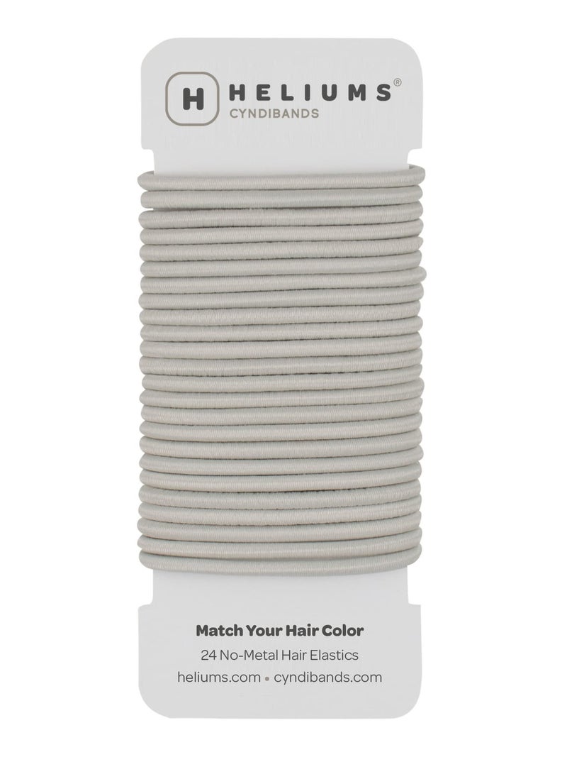 Cyndibands Elastic Hair Ties â€“ Light Gray - No Damage 4mm Ponytail Holders for Women & Kids, 24-Pack Hair Elastics in Neutral Colors - Image 1